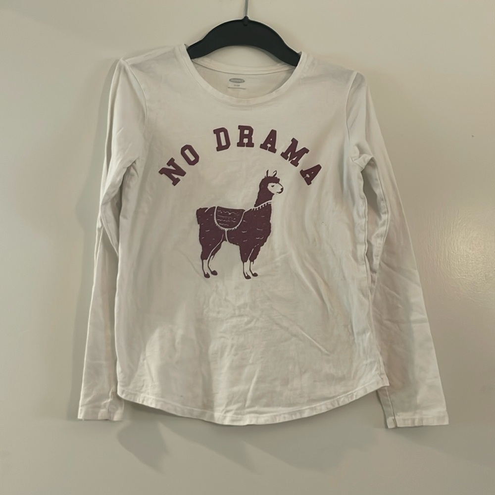 Youth XL white long sleeve with “no drama lama”